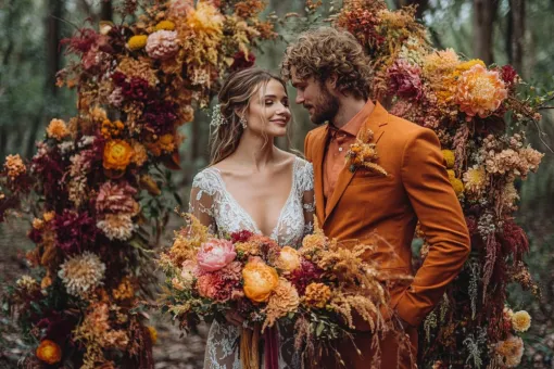 Costumes terracotta pour futurs mariés d’Albi : chaleur et caractère, Albi, Robe de Cœur